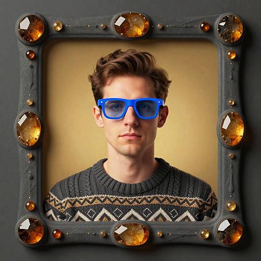 Stylized Portrait with Amber Frame