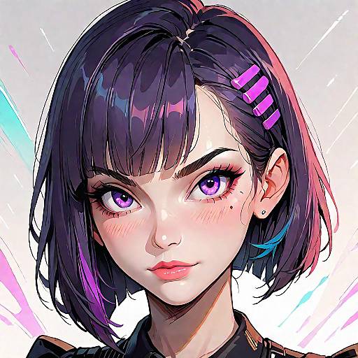 Young Woman with Purple Asymmetrical Hair