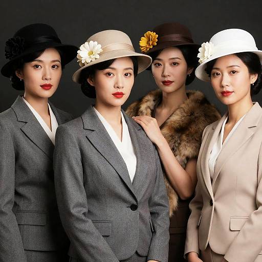 Vintage Attire: Four Women in Hats