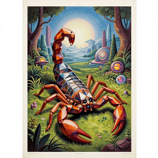 1970s Airbrush Sci-Fi Scorpion Poster