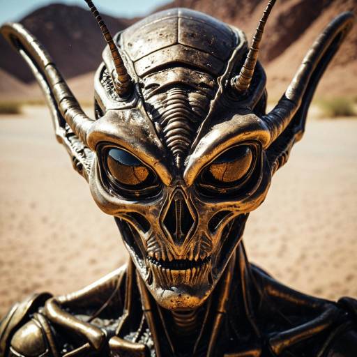 Hyperrealistic Bronze Insectoid Alien Portrait