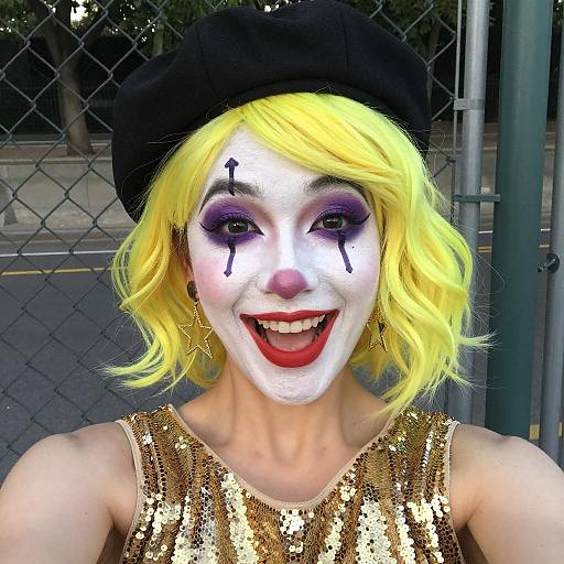 Vibrant Clown Selfie with Dramatic Makeup