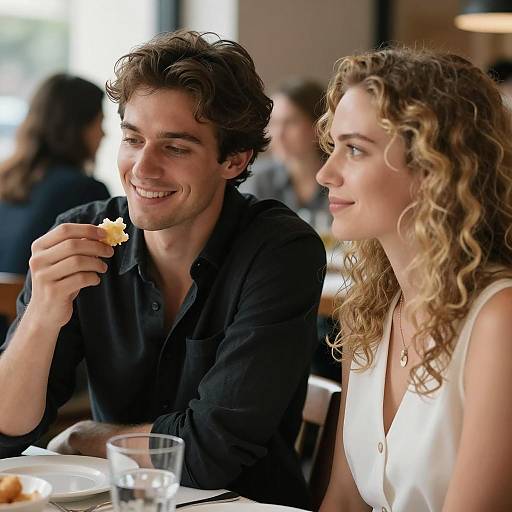 Couple Enjoying a Meal in Restaurant