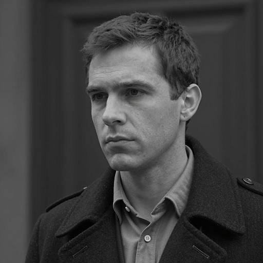 Black-and-White Portrait of Serious Man