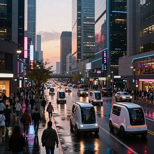 Futuristic Cyberpunk Cityscape at Dusk