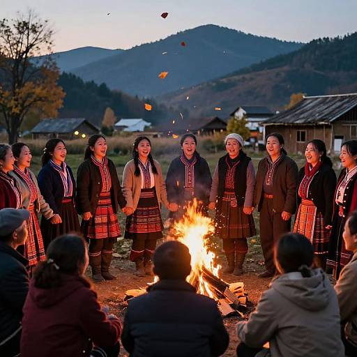 Village Fire Singing Gathering