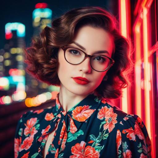 Vintage Librarian in Neon Tokyo