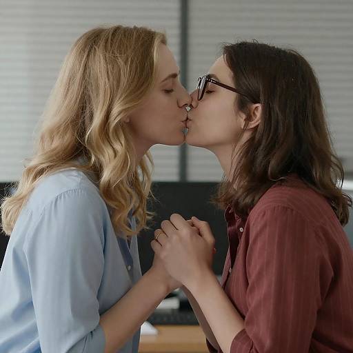 Intimate Moment: Two Women Kissing