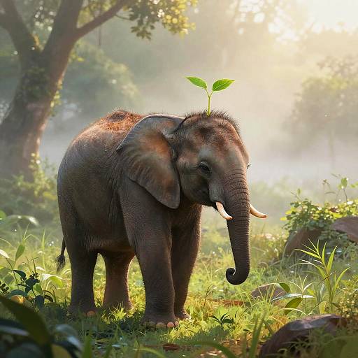 Mystical Baby Elephant in Jungle