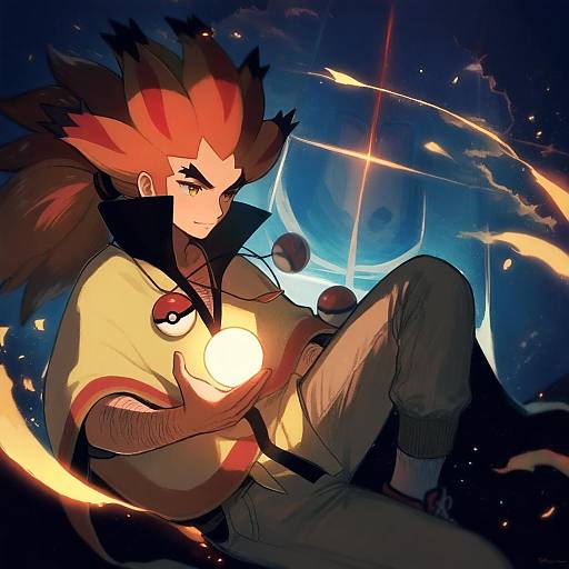 Illustration of Alder (pokemon), pokemon in the style of Yujup