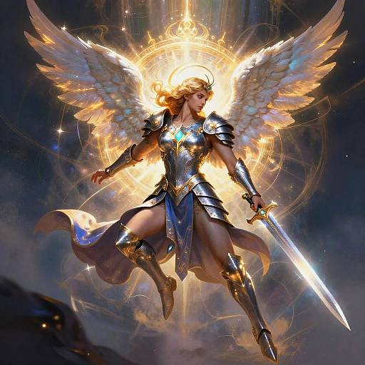 Archangel Back Tattoo with Celestial Armor