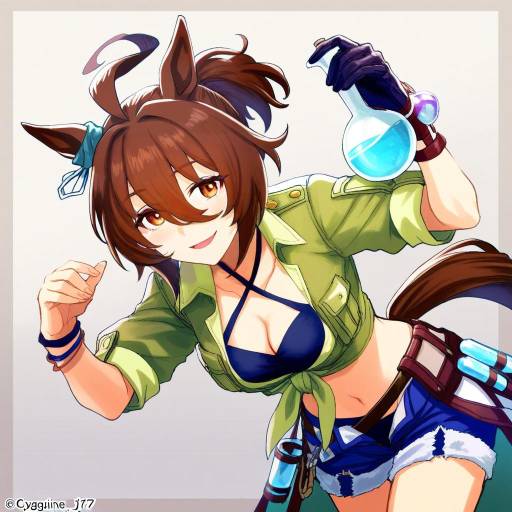 Illustration of Agnes tachyon (lunatic lab) (umamusume), umamusume in the style of Fukutarou (enji127)