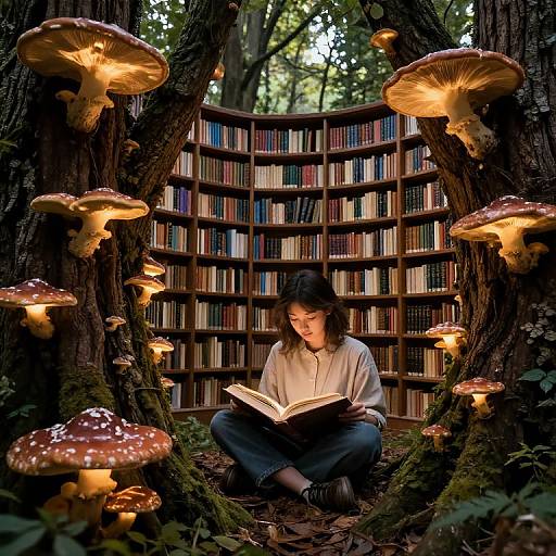 Enchanted Fungal Library on Trees