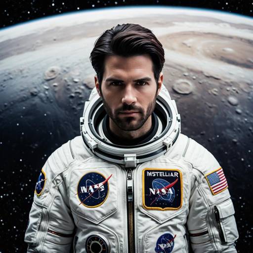 Male Astronaut in NASA Suit with Mars Background