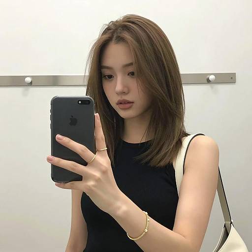 Young Woman Taking Selfie with Smartphone