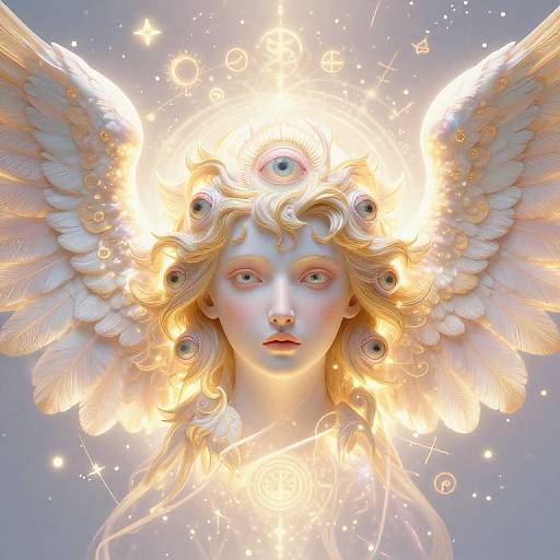 Surreal Multi-Eyed Cherubim Portrait
