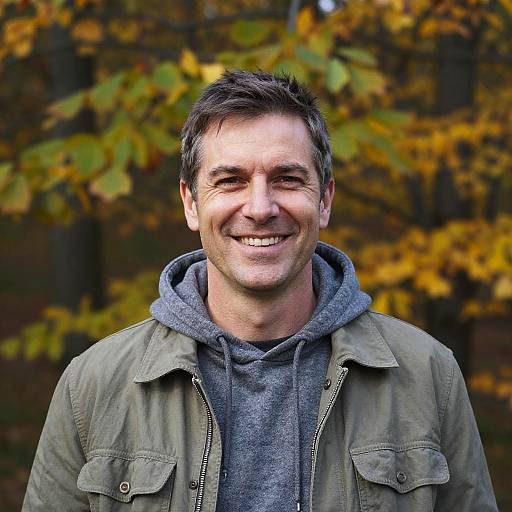 Warm Autumn Portrait of Middle-Aged Man