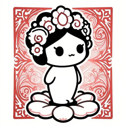 Bold Graphic Goddess on Flower