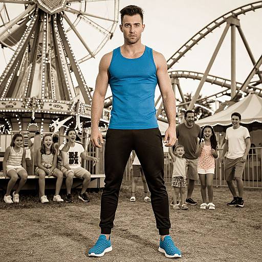 Man in Athletic Wear at Carnival
