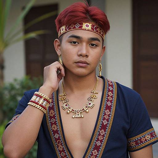 Realistic Portrait of Filipino Male in National Costume