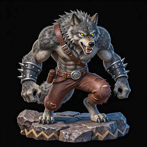 Fierce Muscular Werewolf Illustration