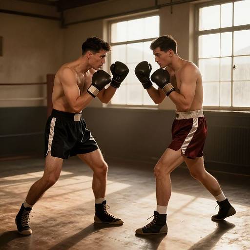 Vintage 1940s Boxing Gym Duel