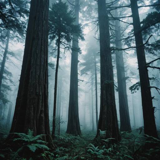 Foggy Ancient Forest at Dawn