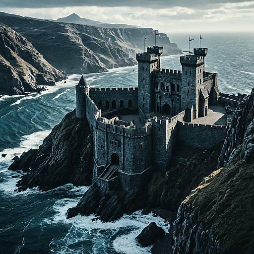 Majestic Castle Overlooking Turbulent Ocean