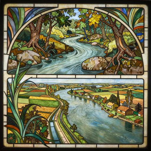 Art Nouveau Stained Glass River System