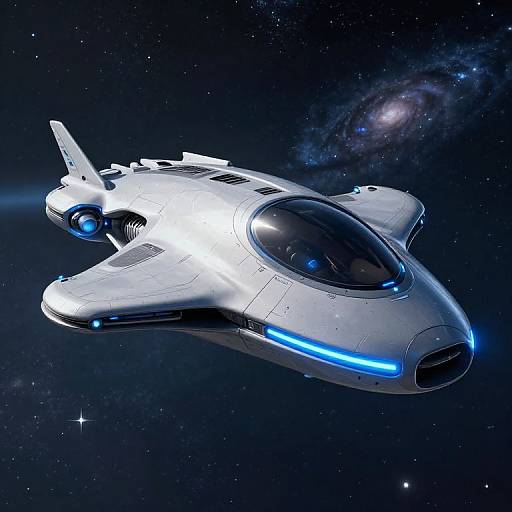 Futuristic Spaceship Above Alien Planet