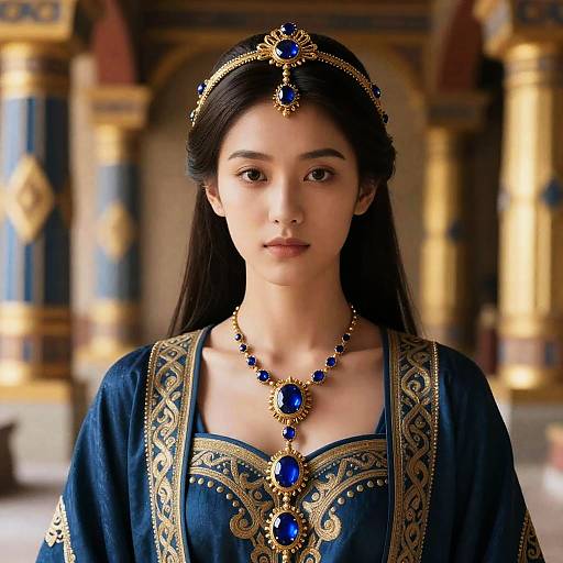 Regal Young Woman in Ornate Attire