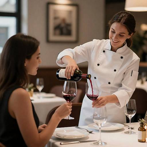 Charming Restaurant Scene with Chef and Guest