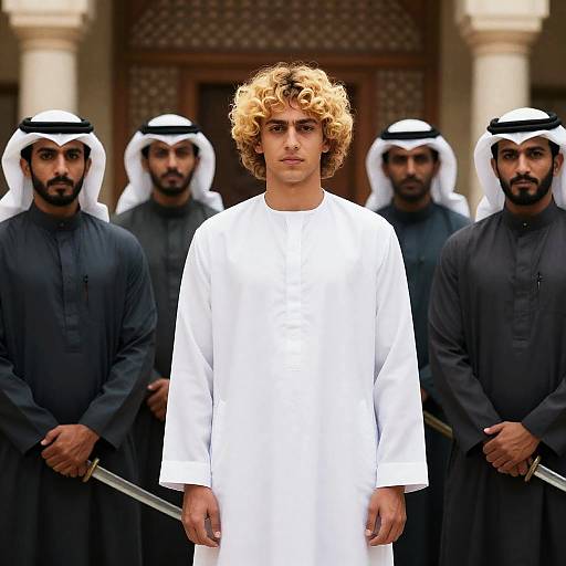 Young Middle Eastern Man with Guards