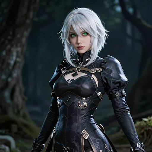 Hyperrealistic White-Haired Female Character