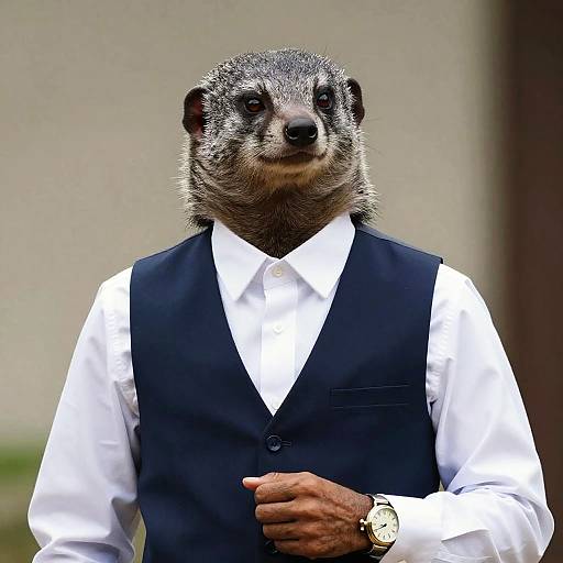 Anthropomorphic mongoose in formal attire