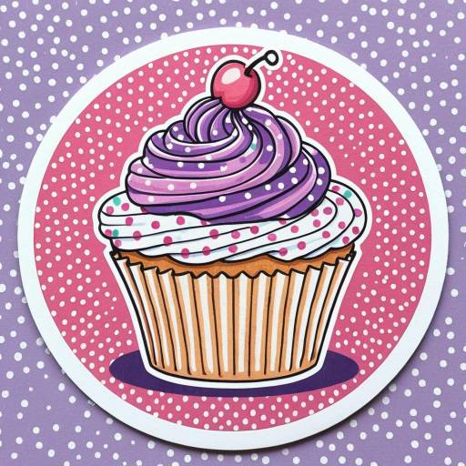 Whimsical Cupcake Sticker Design