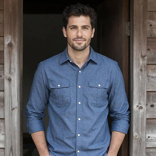 Handsome Man in Wooden Doorway Portrait