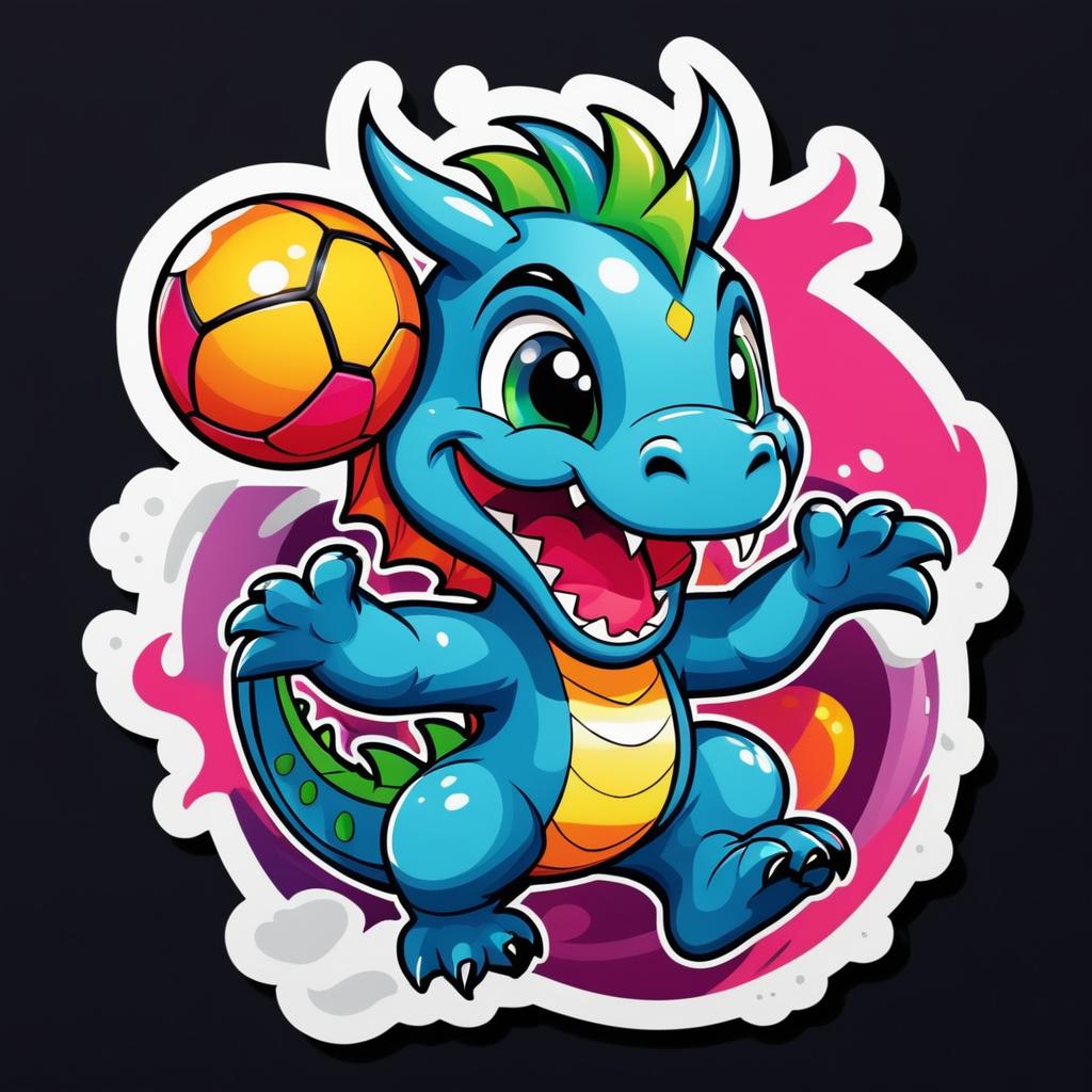 Playful Cartoon Dragon Sticker Design