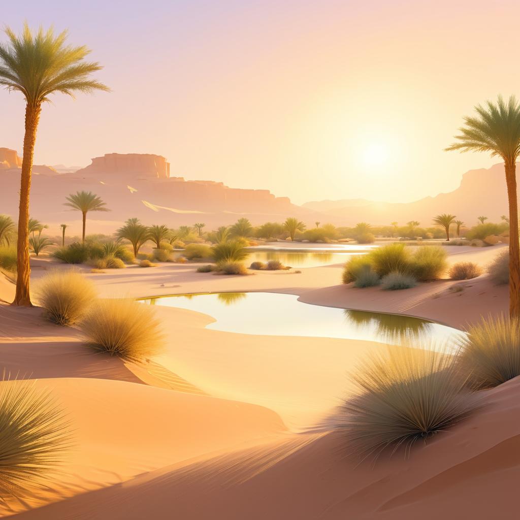 Serene Desert Oasis at Golden Hour