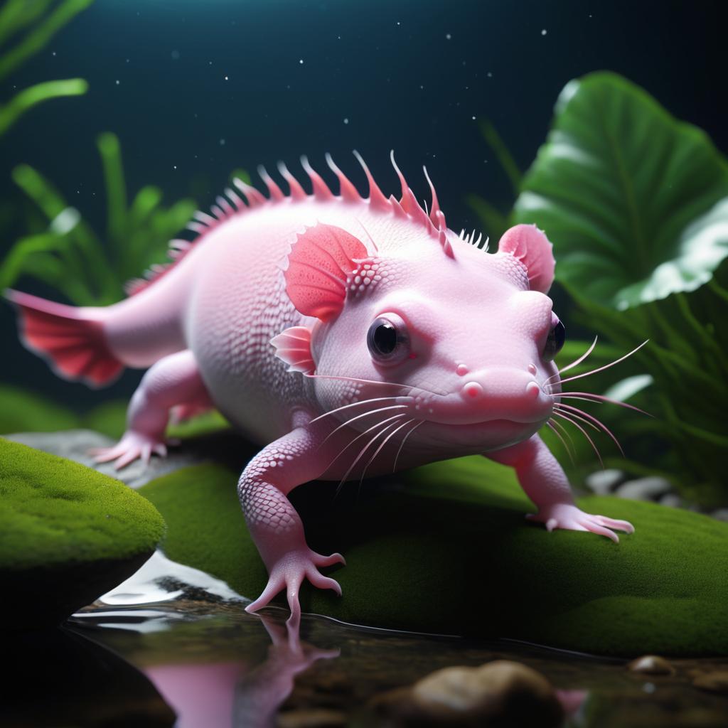 Stunning 3D Axolotl Rendering in 4K