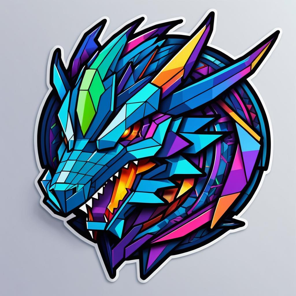 Geometric Mechashot Dragon Sticker Art