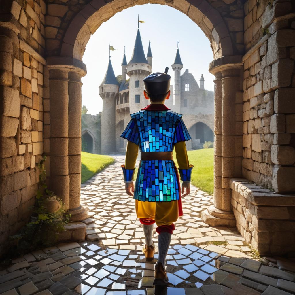 Mosaic Pinocchio in Medieval Castle Ruins