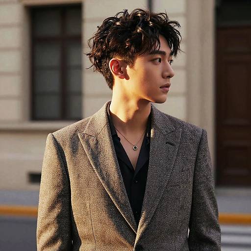 Wavy Crop Hairstyle on Male Model