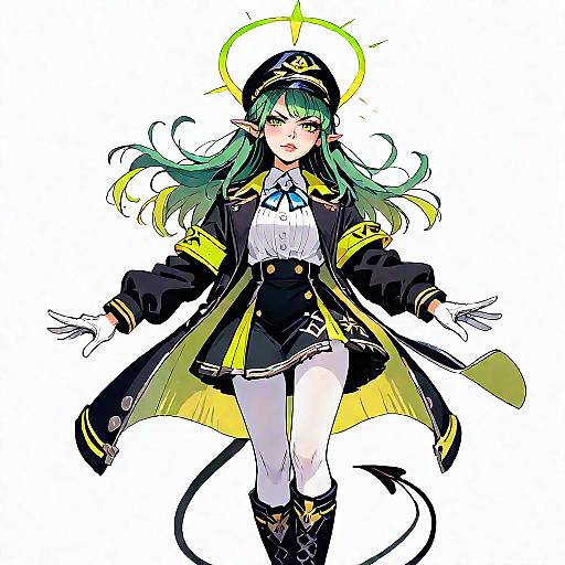 Anime Girl with Demon Tail and Halo