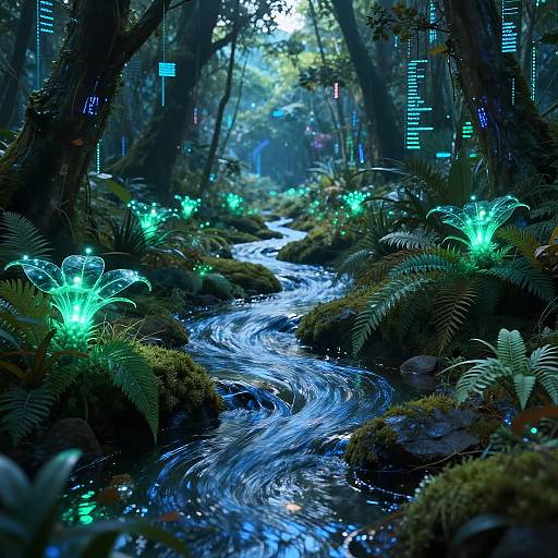 Cybernetic Forest with Bioluminescent Data