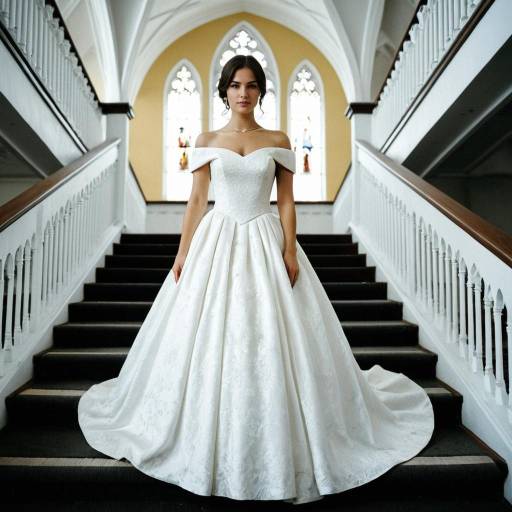 Elegant Bride in Off-Shoulder Wedding Dress