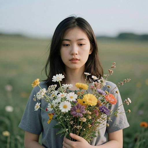 Woman Surrounded by Wild Flowers