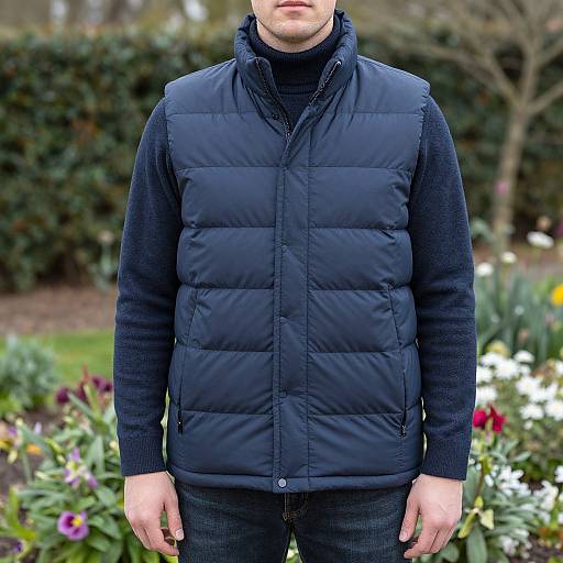 Man Wearing Quilted Puffer Vest Outdoors