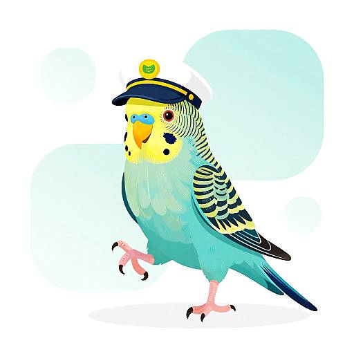 Cheerful Teal Parakeet Captain
