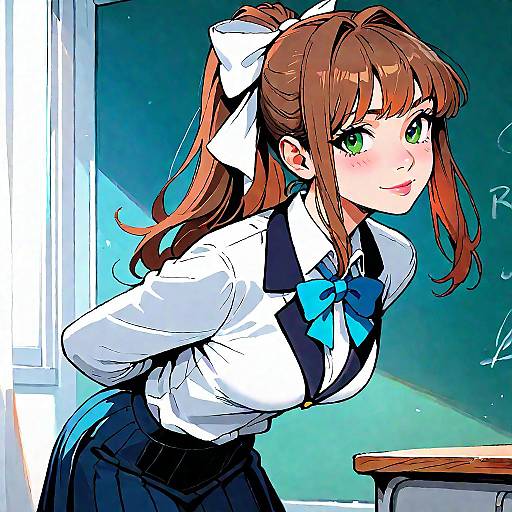 Monika in Classroom Cowboy Shot